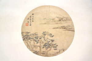 湯貽汾　松亭挹爽図　団扇