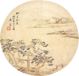 湯貽汾　松亭挹爽図　団扇